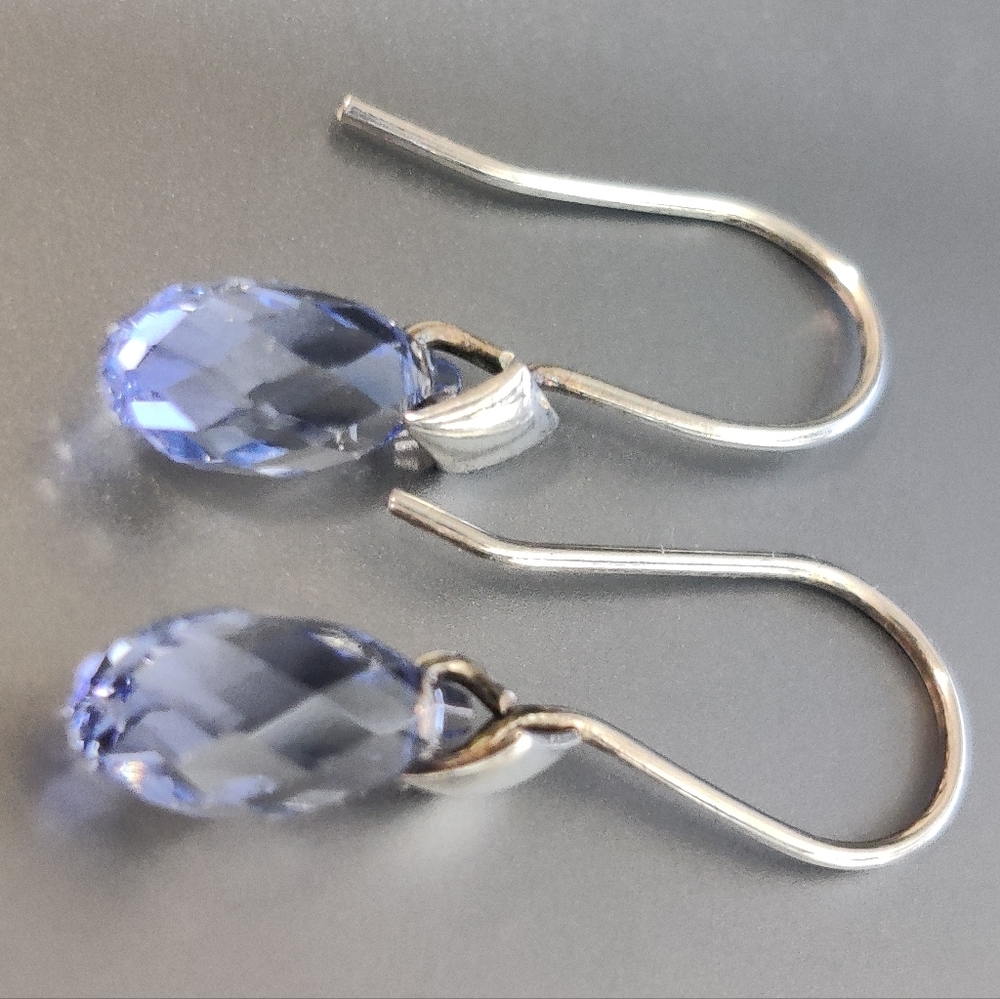 Amethyst Glass Briolette Earrings Sterling Silver